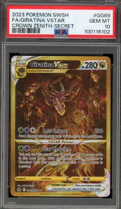 Pokemon Giratina VSTAR Crown Zenith Secret Rare Full Art #GG69 PSA 10 Gem Mint - Image 1