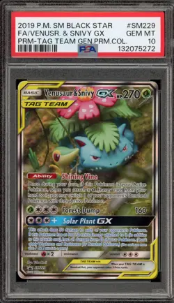 Pokemon Venusaur & Snivy GX Tag Team Premium Coll. Full Art Promo SM229 PSA 10 - Image 1
