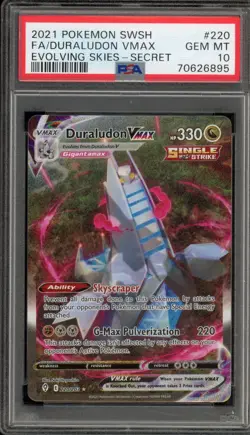 Pokemon Duraludon VMAX Evolving Skies Secret Rare Full Alt Art #220 PSA 10 - Image 1