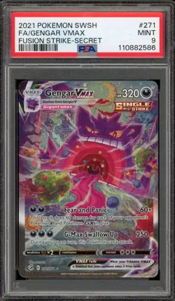Pokemon Gengar VMAX Fusion Strike Secret Rare Full Alt Art #271 PSA 9 Mint - Image 1