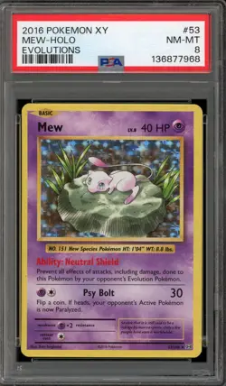 Pokemon Mew XY Evolutions Holo Rare #53 PSA 8 - Image 1