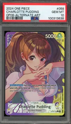 One Piece CCG Charlotte Pudding Alternate Art OP08-058 PSA 10 Gem Mint - Image 1