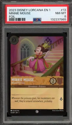 Disney Lorcana Minnie Mouse Beloved Princess First Chapter Cold Foil #13 PSA 8 - Image 1