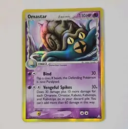 Pokemon TCG English Card ex Holon Phantoms Omastar 13/110 Holo Rare - Image 1