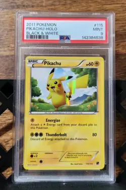 Pokemon TCG Pikachu Black and White Card 115/114 Secret Rare Holo Pokemon Psa 9 - Image 1