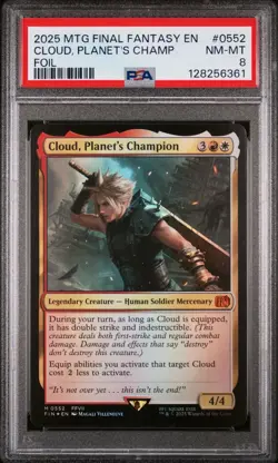 Cloud Planet's Champion Magic The Gathering Final Fantasy 0552 FVII Foil PSA 8 - Image 1