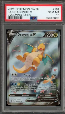 Pokemon Dragonite V Evolving Skies Full Alt Art #192 PSA 10 Gem Mint - Image 1
