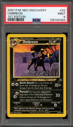 Pokemon Umbreon Neo Discovery 1st Edition Rare #32 PSA 9 Mint - Image 1