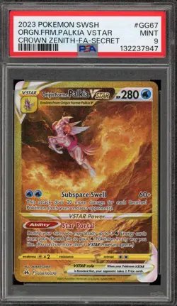 Pokemon Origin Forme Palkia VSTAR Crown Zenith Secret Rare Full Art #GG67 PSA 9 - Image 1