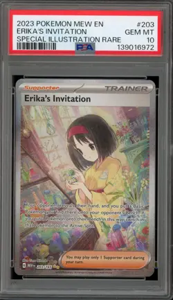 Pokemon Erika's Invitation 151 MEW EN Special Illustration Rare #203 PSA 10 - Image 1
