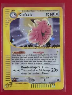 Clefable Pokemon TCG Expedition Base Set 7/165 Holo Rare with Swirl - Image 1