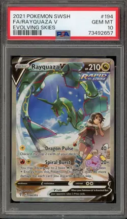 Pokemon Rayquaza V Evolving Skies Full Alt Art #194 PSA 10 Gem Mint - Image 1