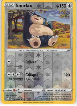 Snorlax 141/192 Rare Rebel Clash Pokemon NM - Image 1