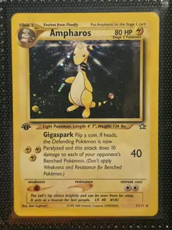 ​1st Edition Ampharos Holo 1/111 - Neo Genesis Pokemon Card - WOTC 2000 - Vintag - Image 1