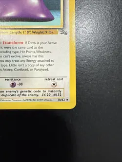 Pokemon TCG Fossil Ditto 18/62 1st Edition Non-Holo Rare - Image 3