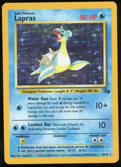 Pokemon TCG Lapras Holo Rare Red & Blue Fossil 10/62 LP - Image 1