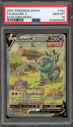 Pokemon Golurk V Evolving Skies Full Alt Art #182 PSA 10 Gem Mint - Image 1