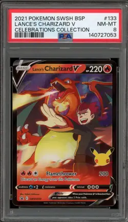 Pokemon Lance's Charizard V Celebrations Coll. Black Star Promo SWSH133 PSA 8 - Image 1