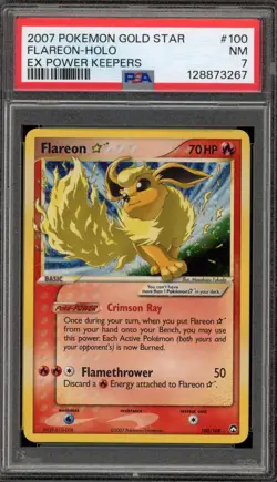 Pokemon Flareon Gold Star EX Power Keepers Holo Ultra Rare #100 PSA 7 - Image 1