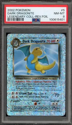 Pokemon Dark Dragonite Legendary Coll. Reverse Holo Rare #5 PSA 8 - Image 1