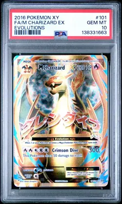 2016 POKEMON XY EVOLUTIONS #101 FULL ART/M CHARIZARD EX PSA 10 - Image 1