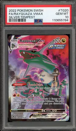 Pokemon Rayquaza VMAX Silver Tempest Trainer Gallery Full Art #TG20 PSA 10 - Image 1