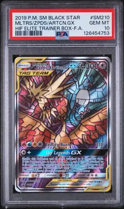 POKEMON SM210 BLACK STAR PROMO FULL ART/MOLTRES & ZAPDOS & ARTICUNO GX PSA 10 - Image 1