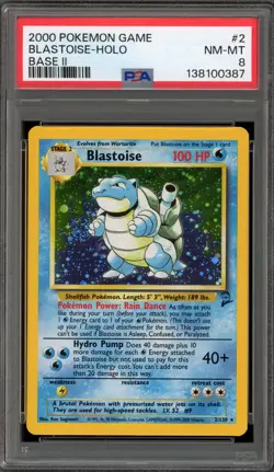 Pokemon Blastoise Base Set 2 Holo Rare #2 PSA 8 - Image 1