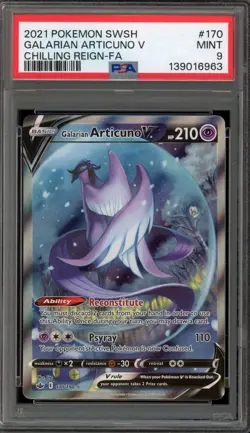Pokemon Galarian Articuno V Chilling Reign Full Alt Art #170 PSA 9 Mint - Image 1