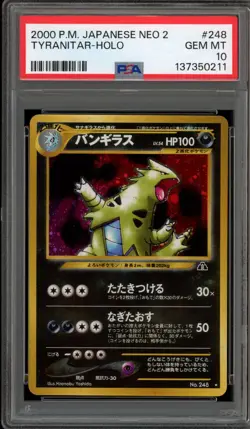 Pokemon Tyranitar Neo 2 Japanese Holo Rare #248 PSA 10 Gem Mint - Image 1