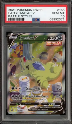 Pokemon Tyranitar V Battle Styles Full Alt Art #155 PSA 10 Gem Mint - Image 1