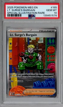 Pokemon Mega Evolution 185 Lt. Surge's Bargain Special Illustration Rare PSA 10 - Image 1