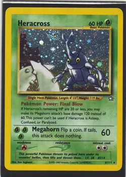 Heracross 6/111 SWIRL Holo Rare Neo Genesis Pokemon LP - Image 1