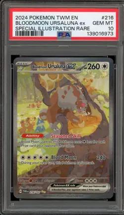 Pokemon Bloodmoon Ursaluna ex Twilight Masquerade SIR #216 PSA 10 Gem Mint - Image 1