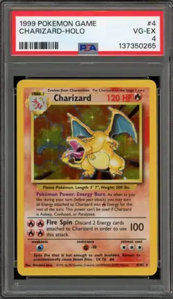 Pokemon Charizard Base Set Unlimited Holo Rare #4 PSA 4 - Image 1