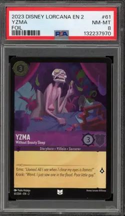 Disney Lorcana Yzma Without Beauty Sleep Floodborn Cold Foil #61 PSA 8 - Image 1