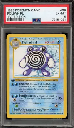 Pokemon Poliwhirl Base Set Shadowless 1st Edition #38 PSA 6 - Image 1