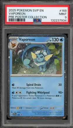 Pokemon Vaporeon Prismatic Evolutions Poster Coll. Holo Promo SVP EN 168 PSA 9 - Image 1