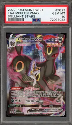 Pokemon Umbreon VMAX Brilliant Stars Trainer Gallery Full Art #TG23 PSA 10 - Image 1
