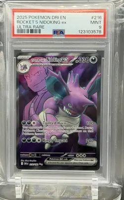 Pokemon Team Rocket's Nidoking ex 216/182 Ultra Rare Holo PSA 9 2025 - Image 1