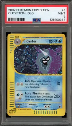 Pokemon Cloyster Expedition Holo Rare #8 PSA 9 Mint - Image 1