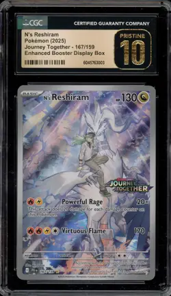 Pokemon N's Reshiram Journey Together Enhanced #167 DAMAGED SLAB CGC 10 Pristine - Image 1