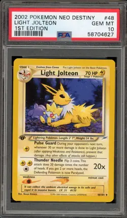 Pokemon Light Jolteon Neo Destiny 1st Edition #48 PSA 10 Gem Mint - Image 1