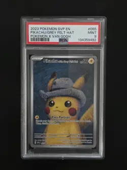 2023 POKEMON SVP POKEMON X VAN GOGH PROMO #085 PIKACHU WITH GREY FELT HAT PSA 9 - Image 1