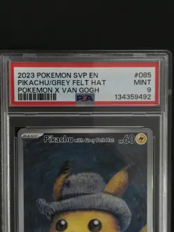 2023 POKEMON SVP POKEMON X VAN GOGH PROMO #085 PIKACHU WITH GREY FELT HAT PSA 9 - Image 2