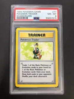 1999 Game Pokemon Trader PSA 8 Mint Shadowless Trainer 77/102 Rare Base Set 77 - Image 1