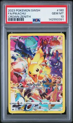 2023 POKEMON SWORD & SHIELD CROWN ZENITH #160 FULL ART/PIKACHU PSA 10 - Image 1