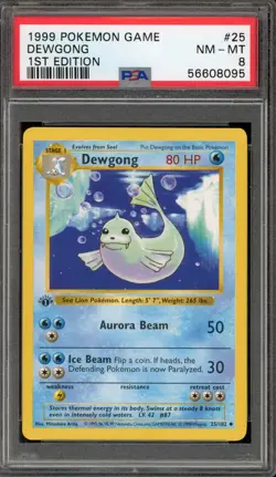 Pokemon Dewgong Base Set Shadowless 1st Edition #25 PSA 8 - Image 1