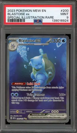 Pokemon Blastoise ex 151 MEW EN Special Illustration Rare #200 PSA 9 Mint - Image 1