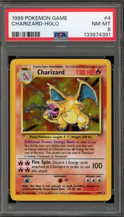 Pokemon Charizard Base Set Unlimited Holo Rare #4 PSA 8 - Image 1